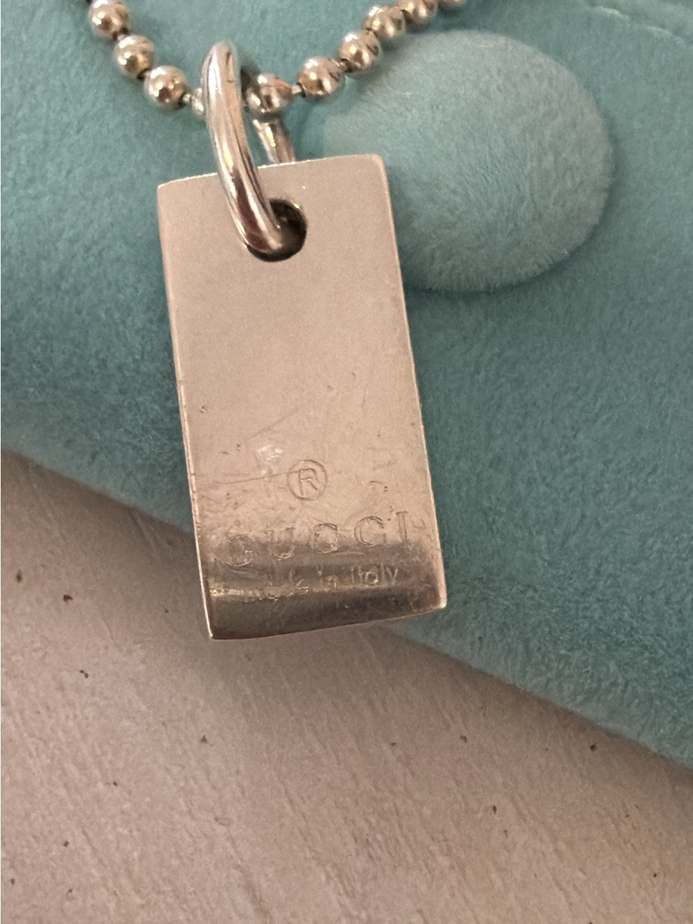 Gucci Logo plate sterling silver 925 ball Chain bracelet